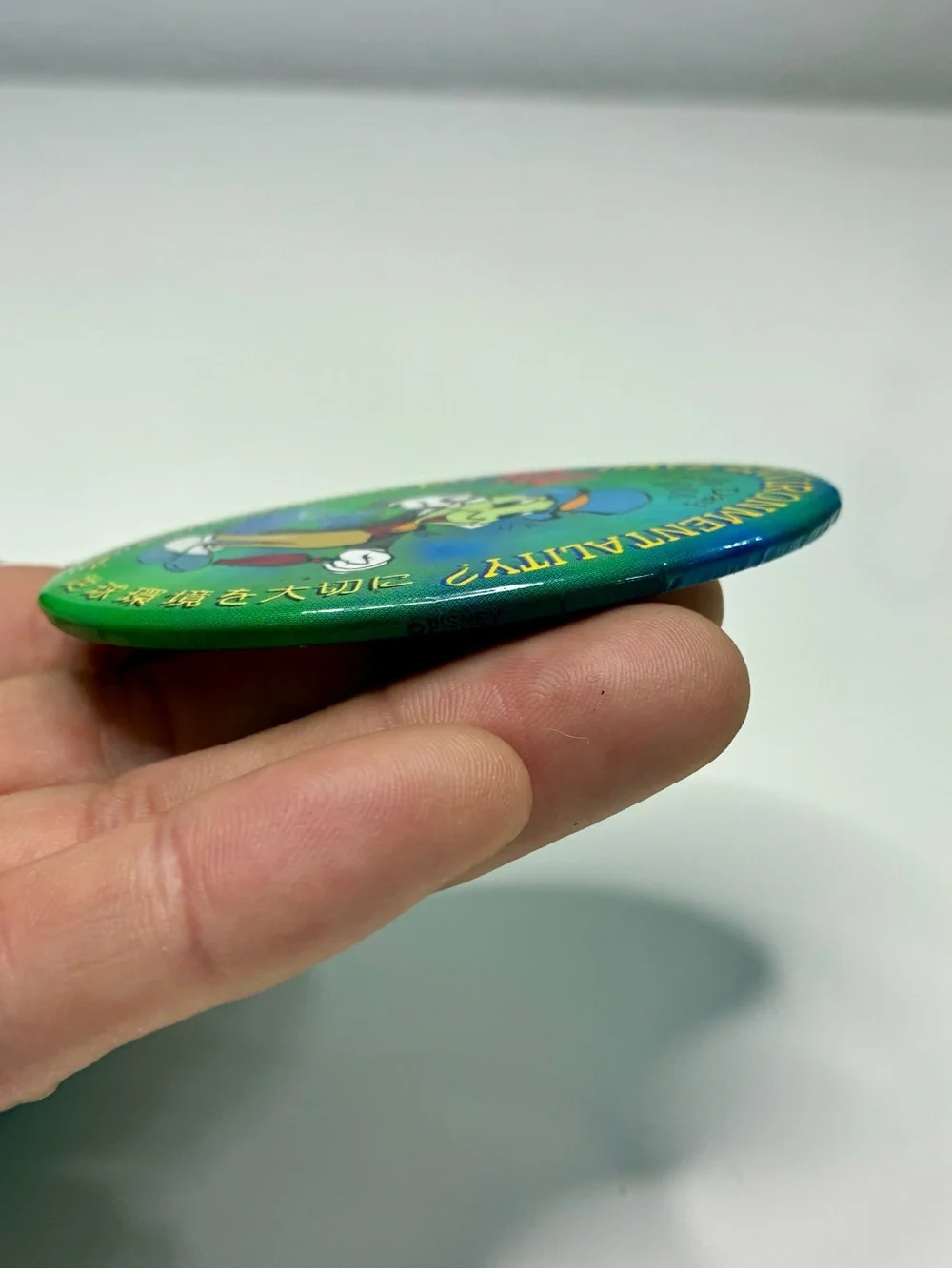 Earth Day 2001 Jiminy Cricket International Environmental Button - Green Blue